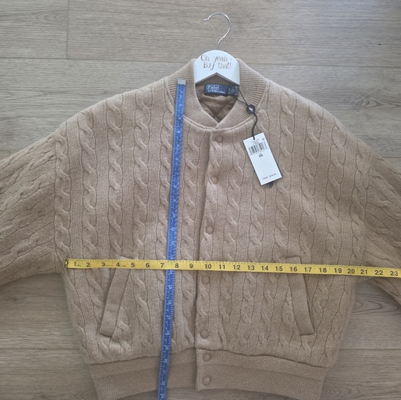 NWT Polo Ralph Lauren Cashmere Wool Cable Knit Sweater Bomber Jacket  XS - Picture 13 of 16